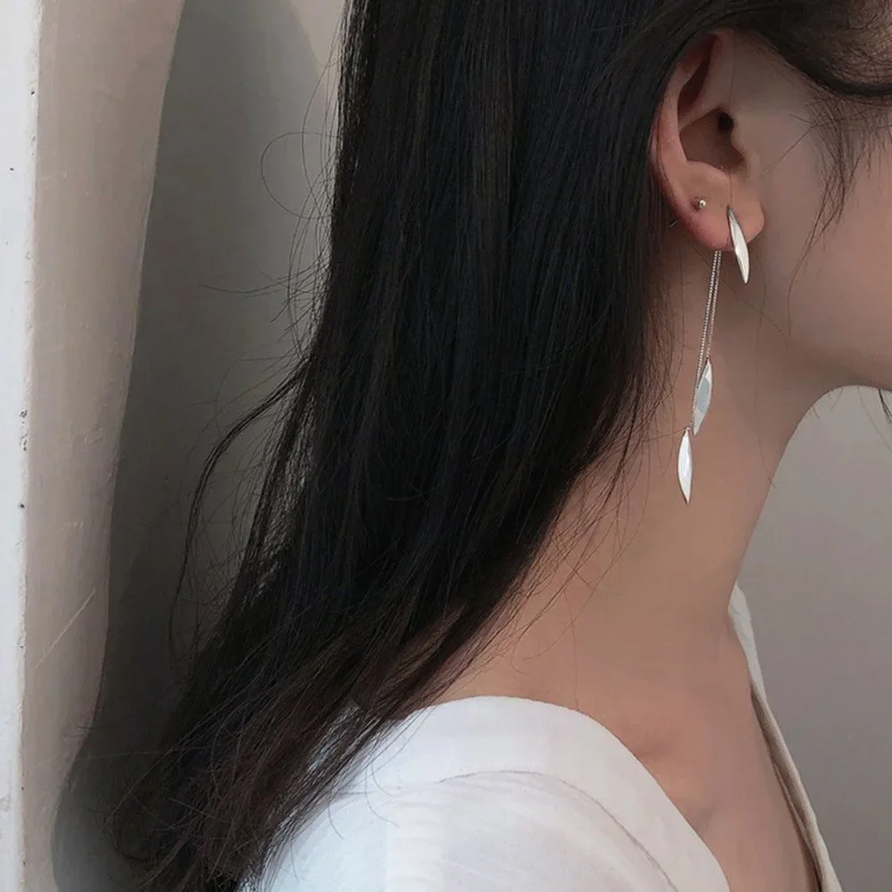 #NEW 925 Sterling Silver Feather Drop Earrings